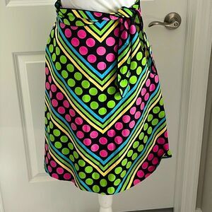 Working Girl Vintage Retro Geometric Neon A Line Skirt with Sash Circa 1980’s